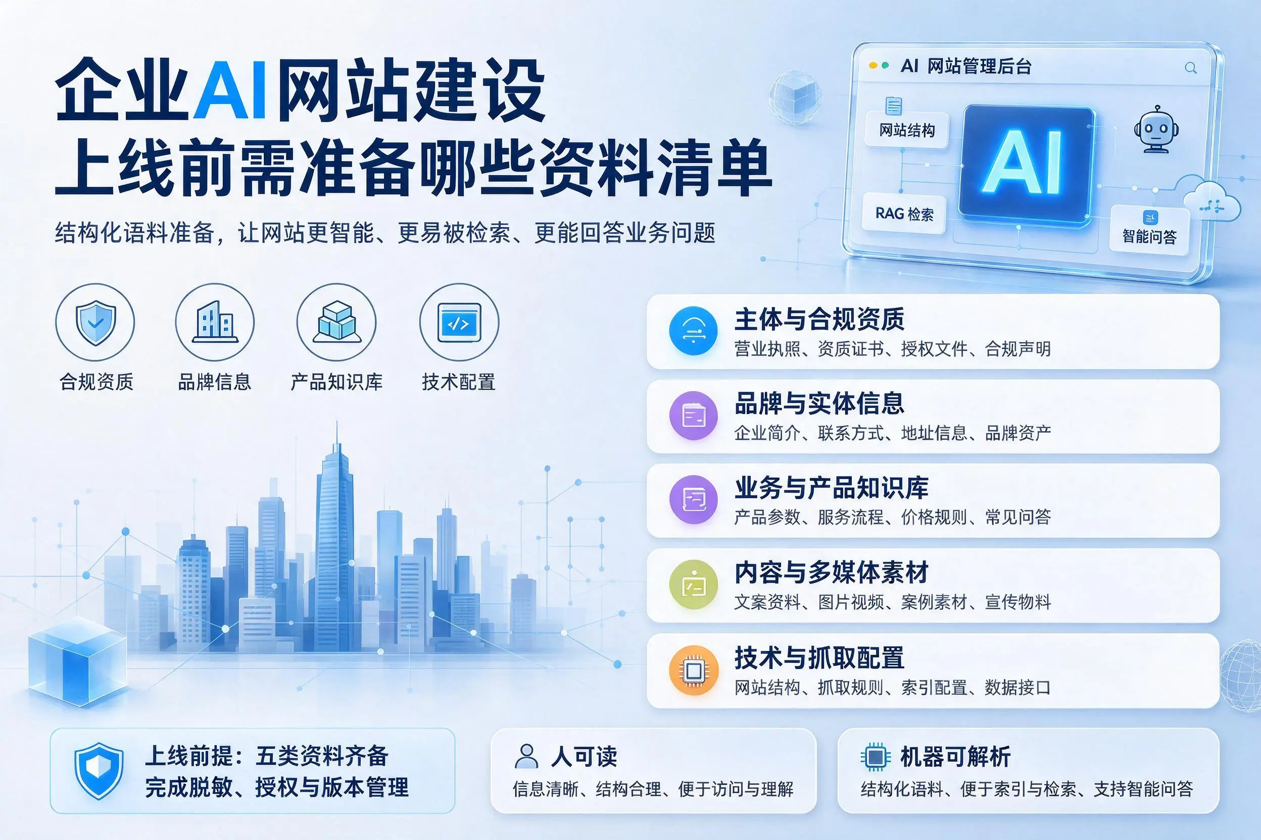 西安企业AI网站建设上线前需准备哪些资料清单