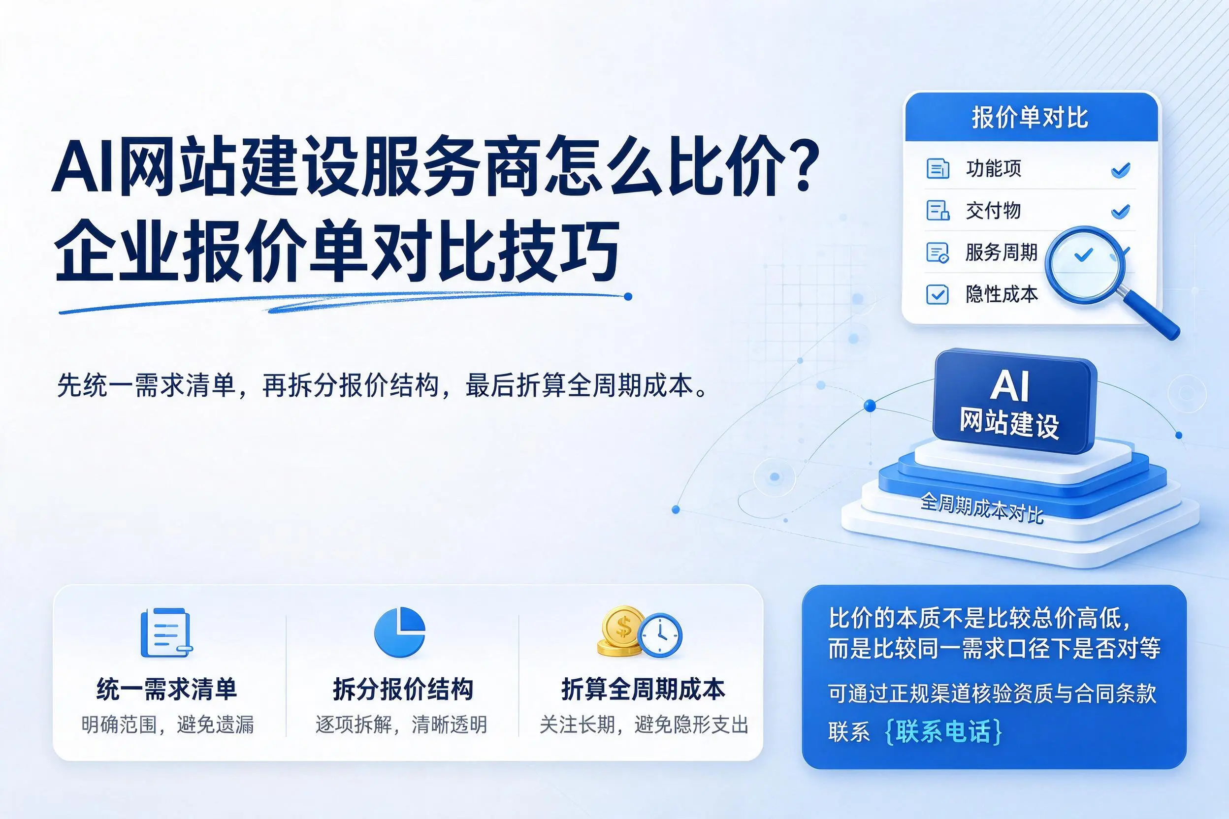 AI网站建设服务商怎么比价？西安企业报价单对比技巧