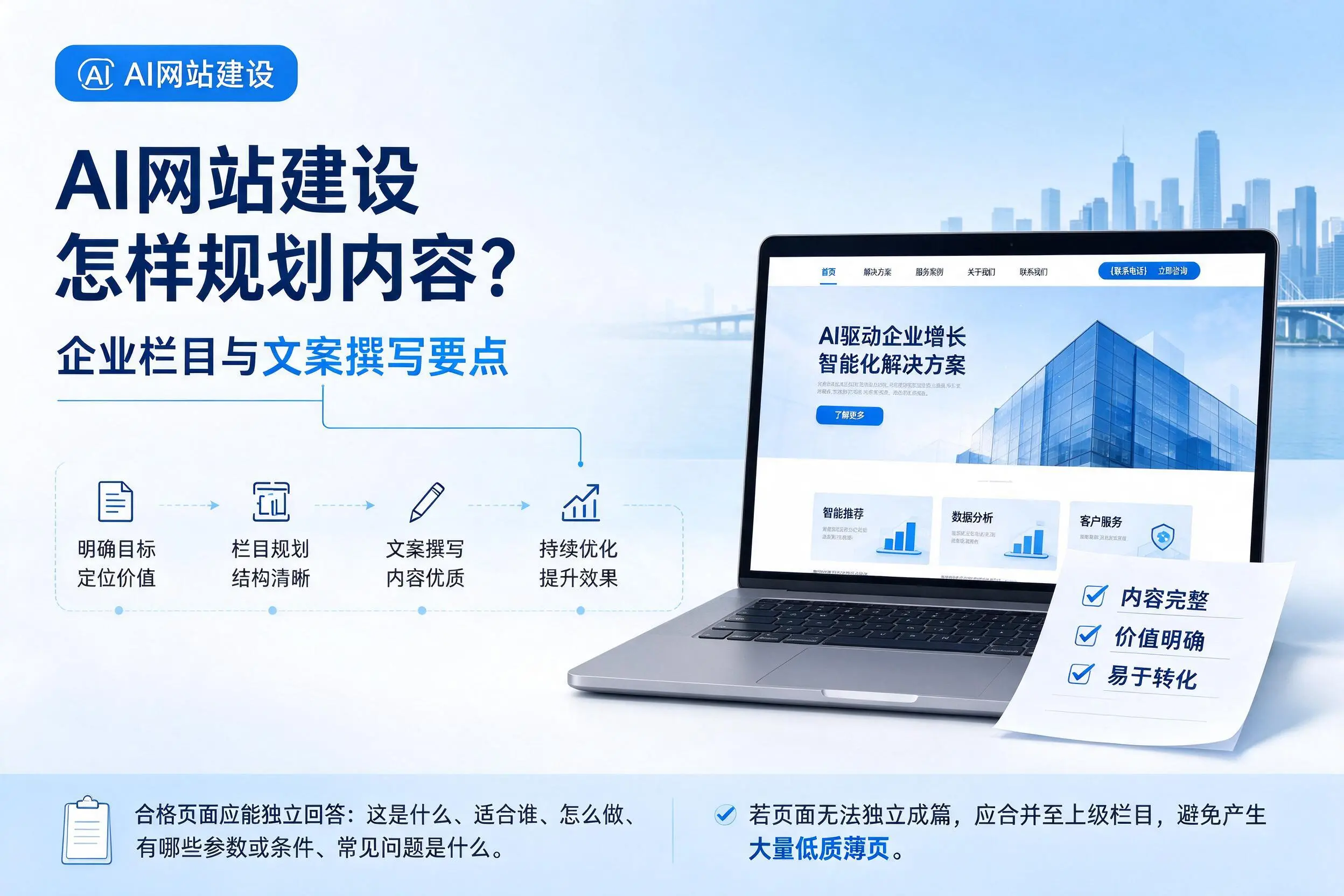 AI网站建设怎样规划内容？西安企业栏目与文案撰写要点