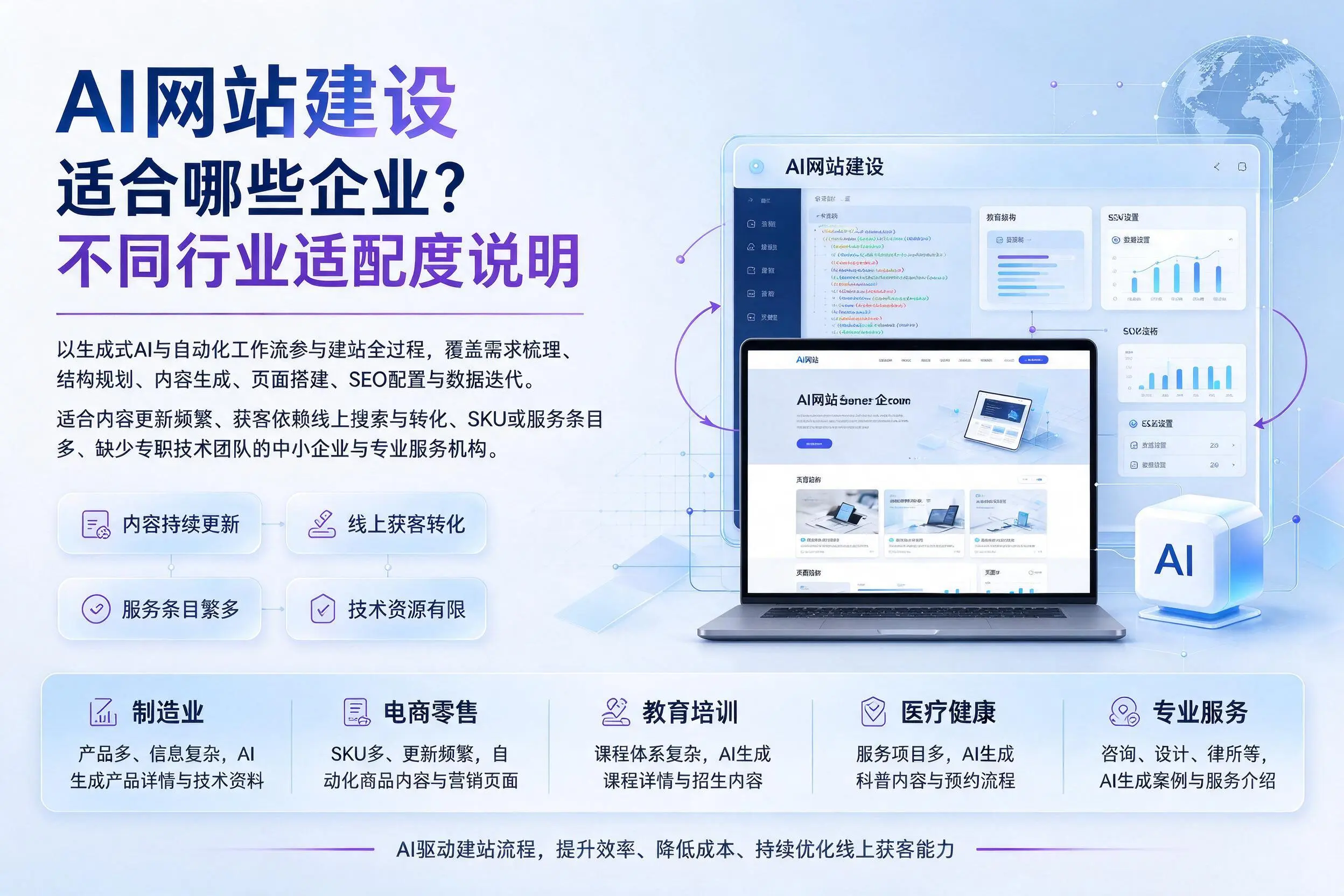 AI网站建设适合哪些企业?西安不同行业适配度说明
